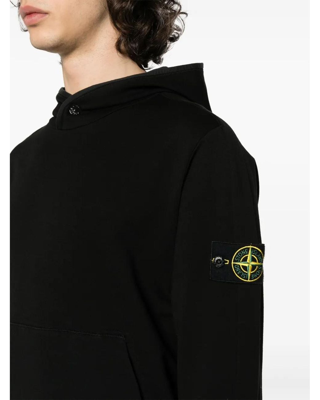 Stone Island Black Compass-Motif Hoodie for men