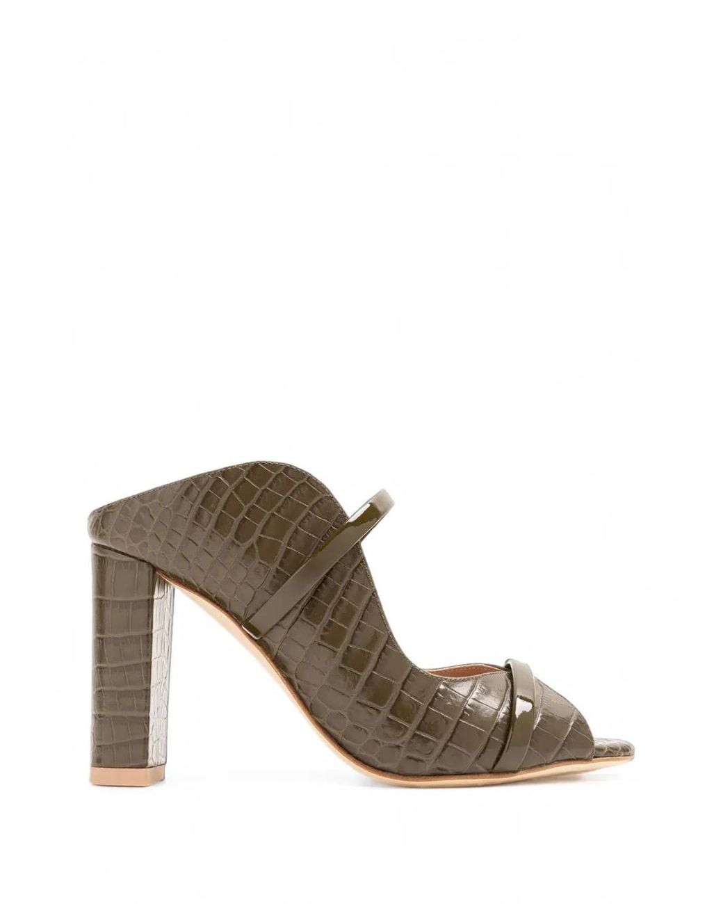 Malone Souliers Green Norah Croc-Effect Leather Sandals