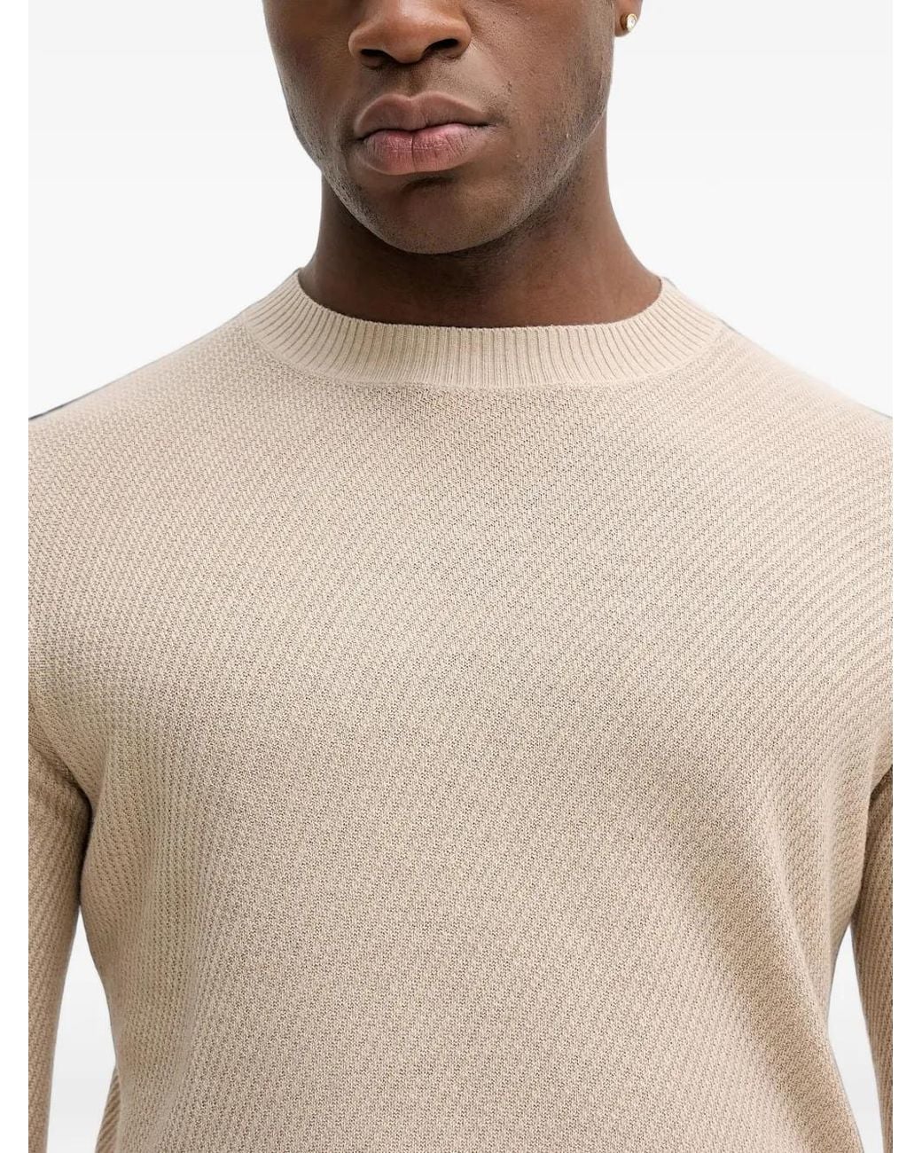 Sisley Gray Crew-Neck Textured Sweater for men
