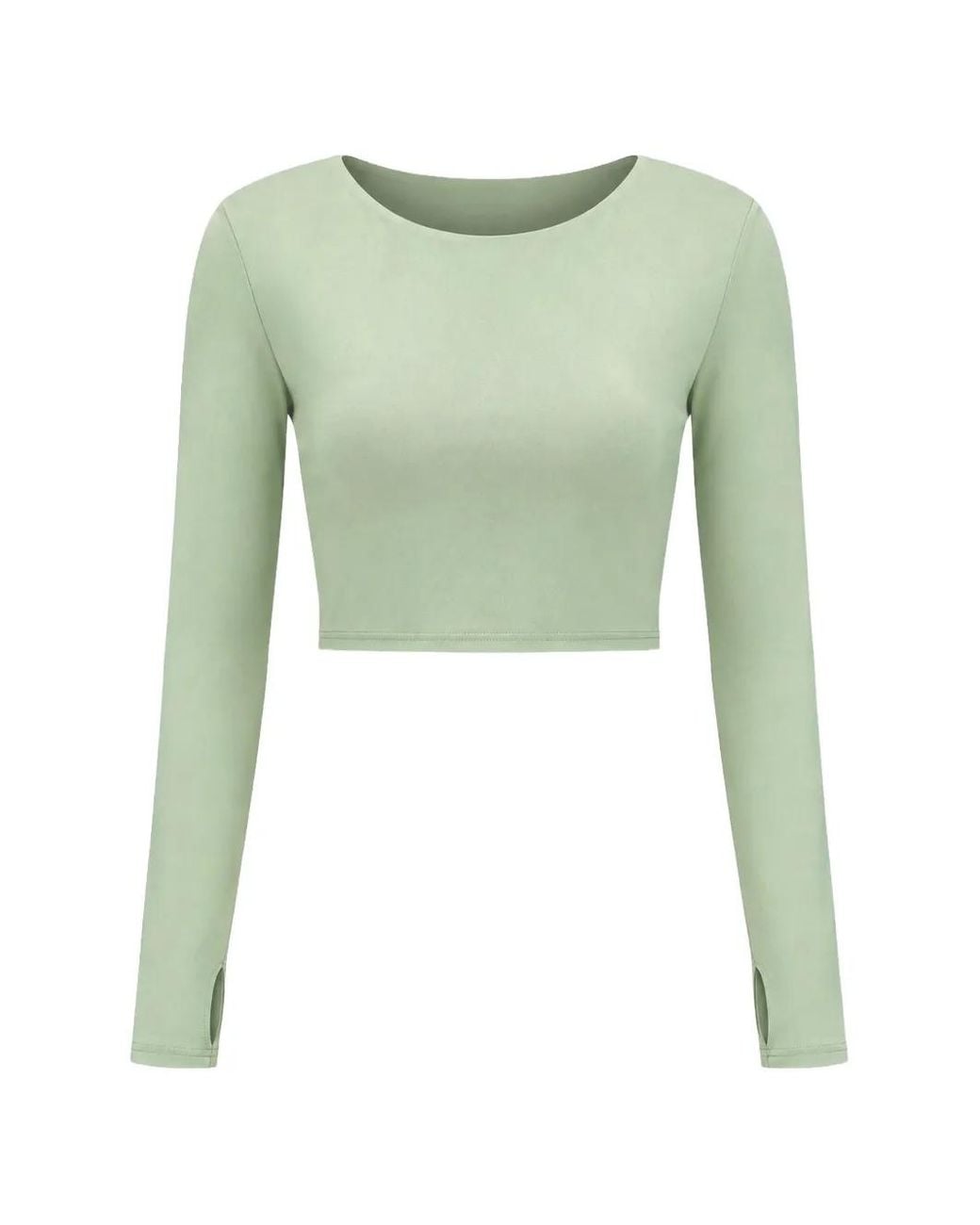 Urban Classics Green Cut-Out Long-Sleeve Crop Top