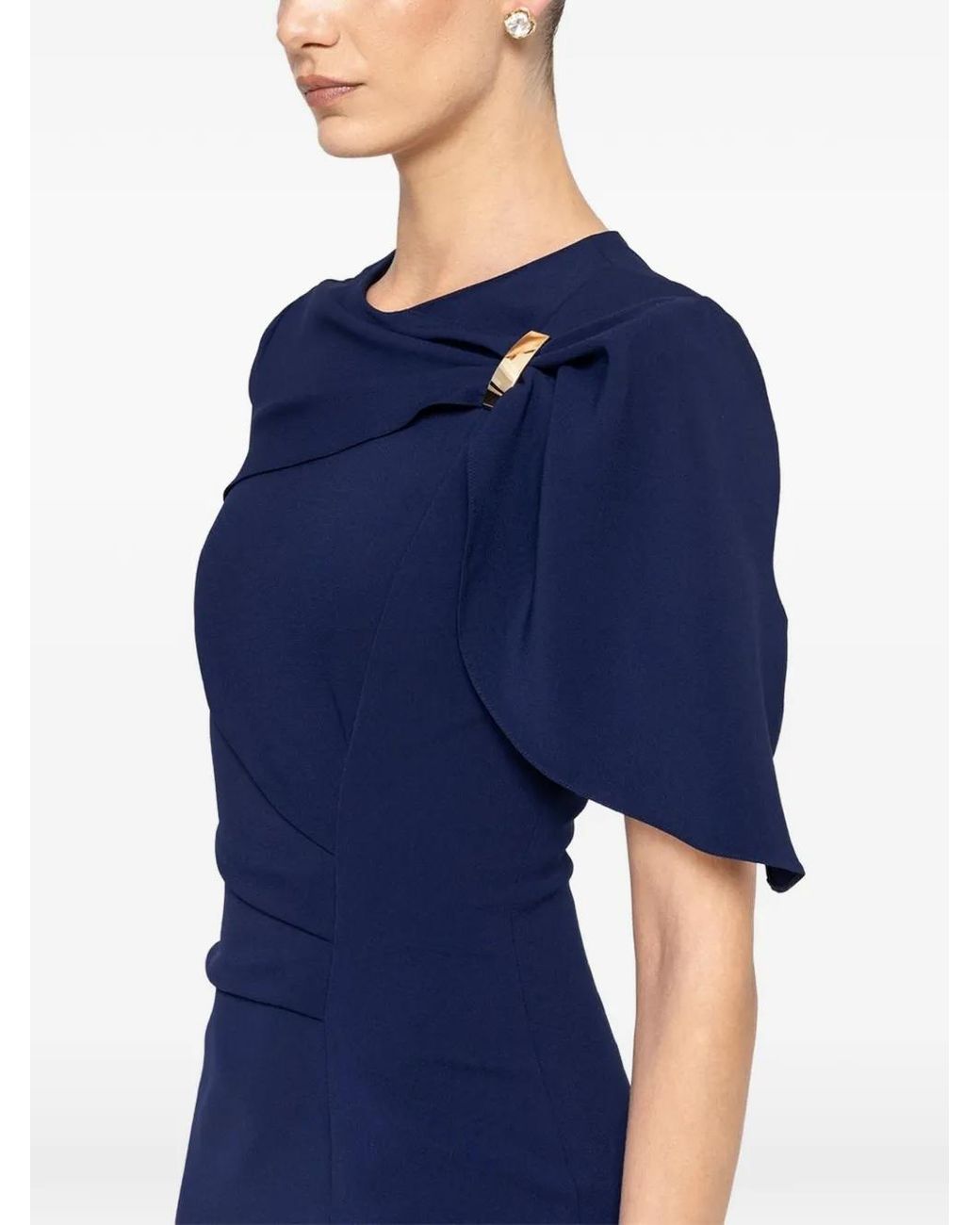 Nissa Blue Fitted Midi Dress