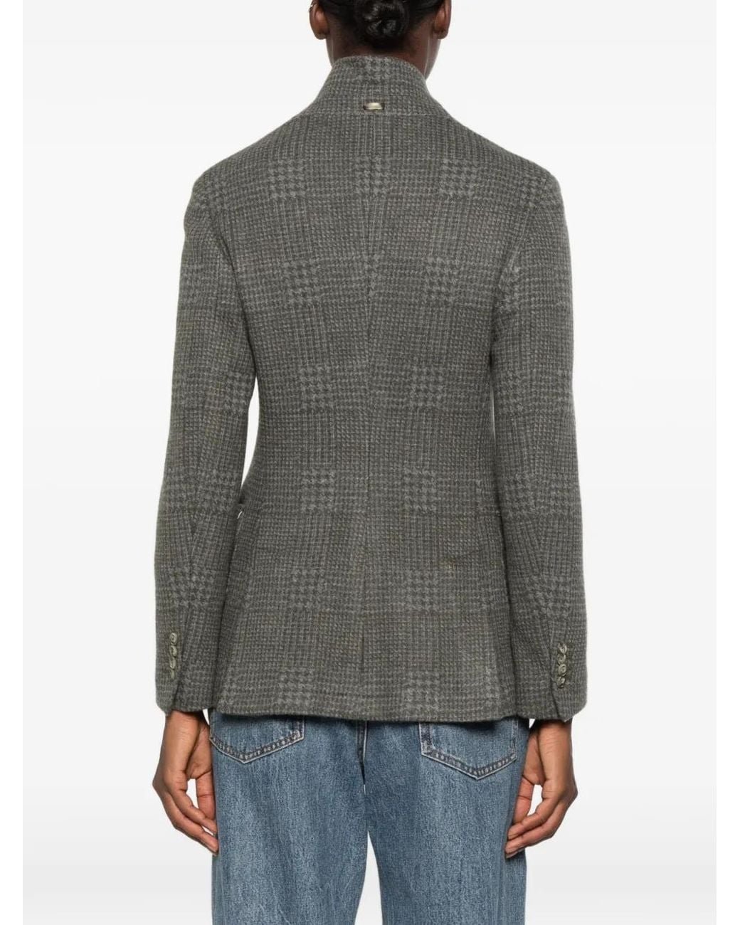 Fedeli Gray Prince Of Wales Check Jacket