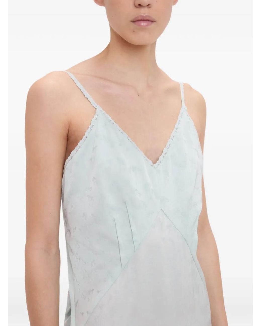 Victoria Beckham White Crushed Cami Asymmetric Midi Dress