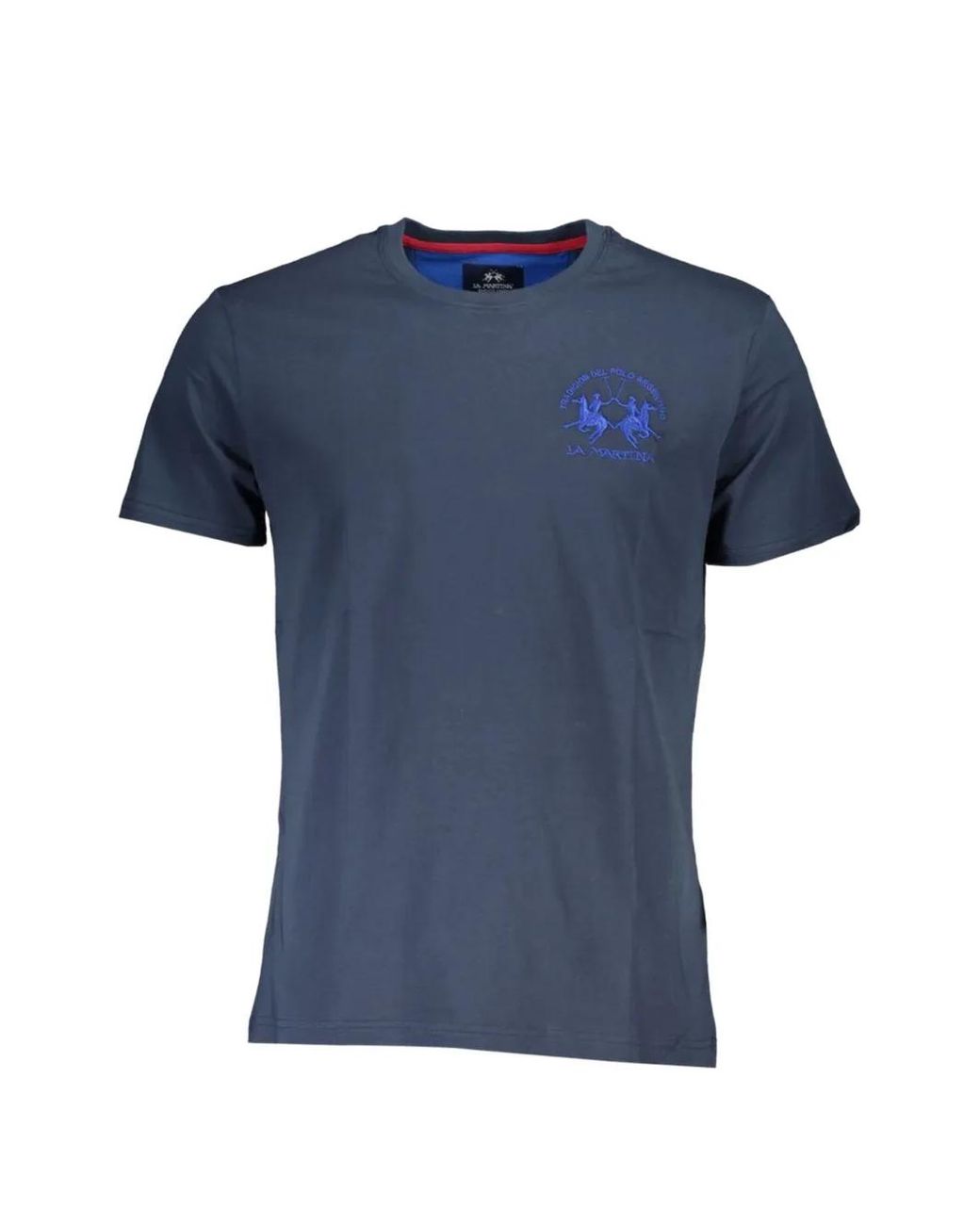 La Martina Blue Serge Embroidered Crew-Neck T-Shirt for men