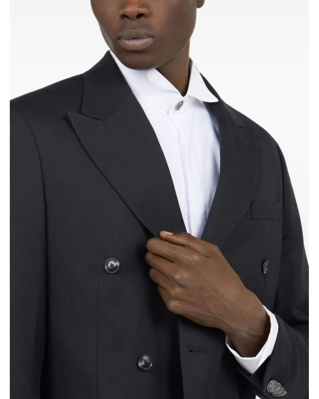 Roberto Cavalli Blue Peak-Lapels Double-Breasted Suit for men