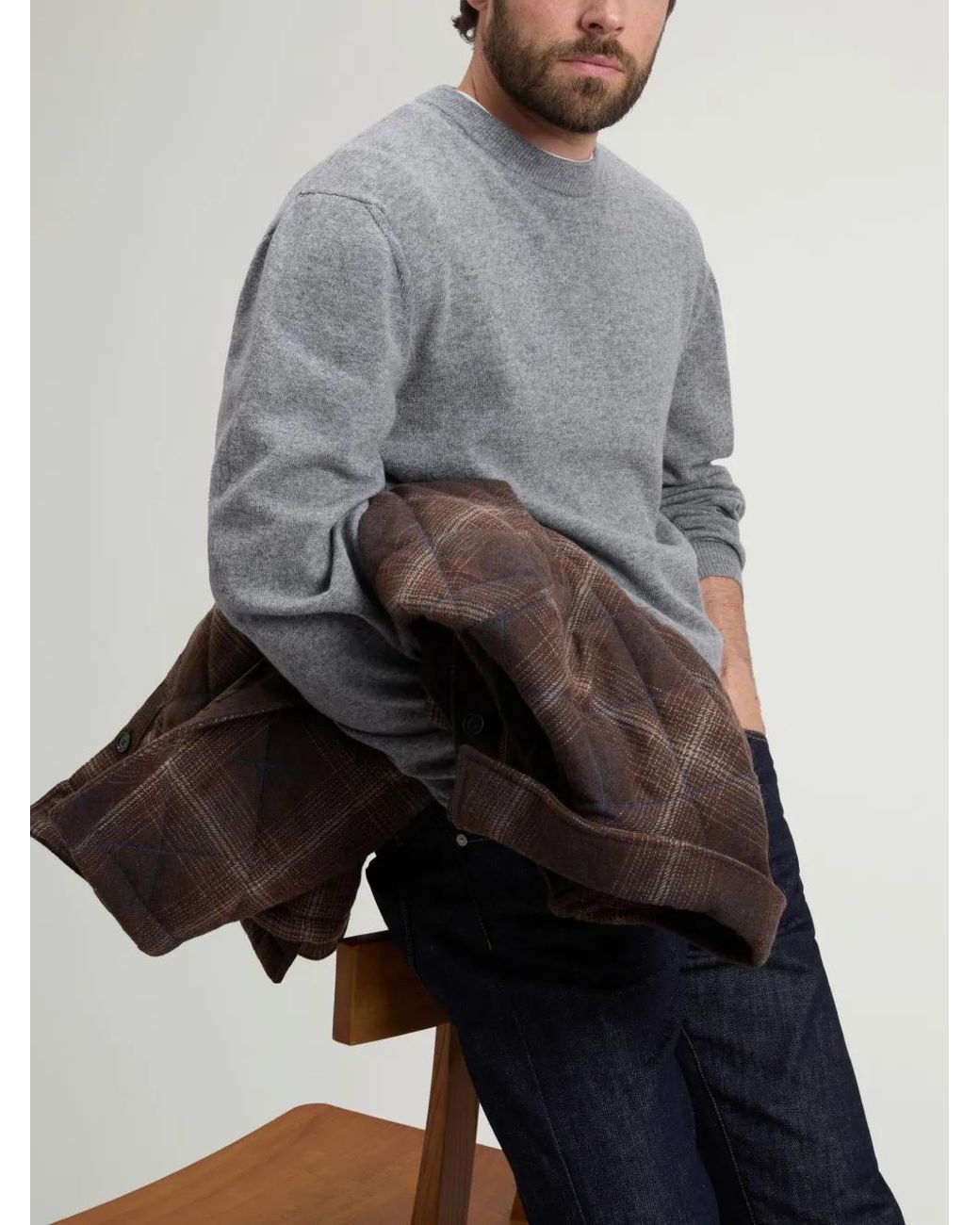 Woolrich Gray Crew-Neck Lambswool Sweater for men