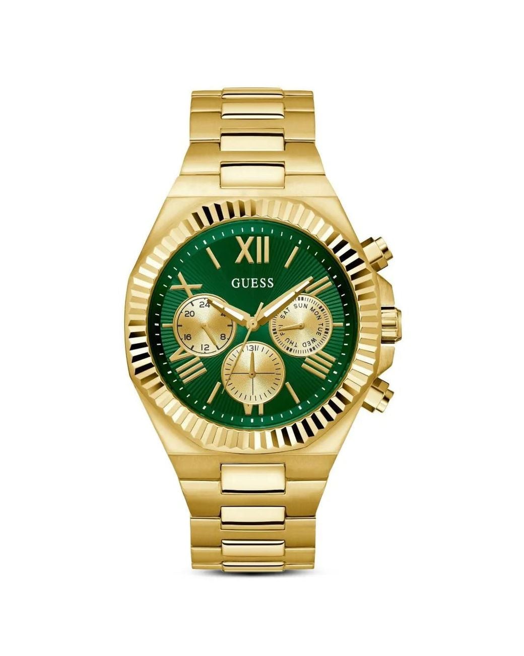 Guess Metallic Equity Fluted Bezel 44Mm Watch for men