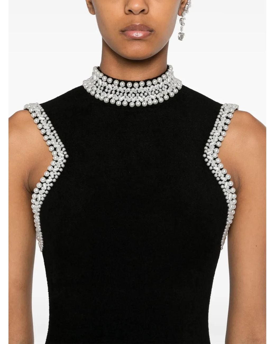 Sandro Bead-Embellished Maxi Dress in Black | Lyst