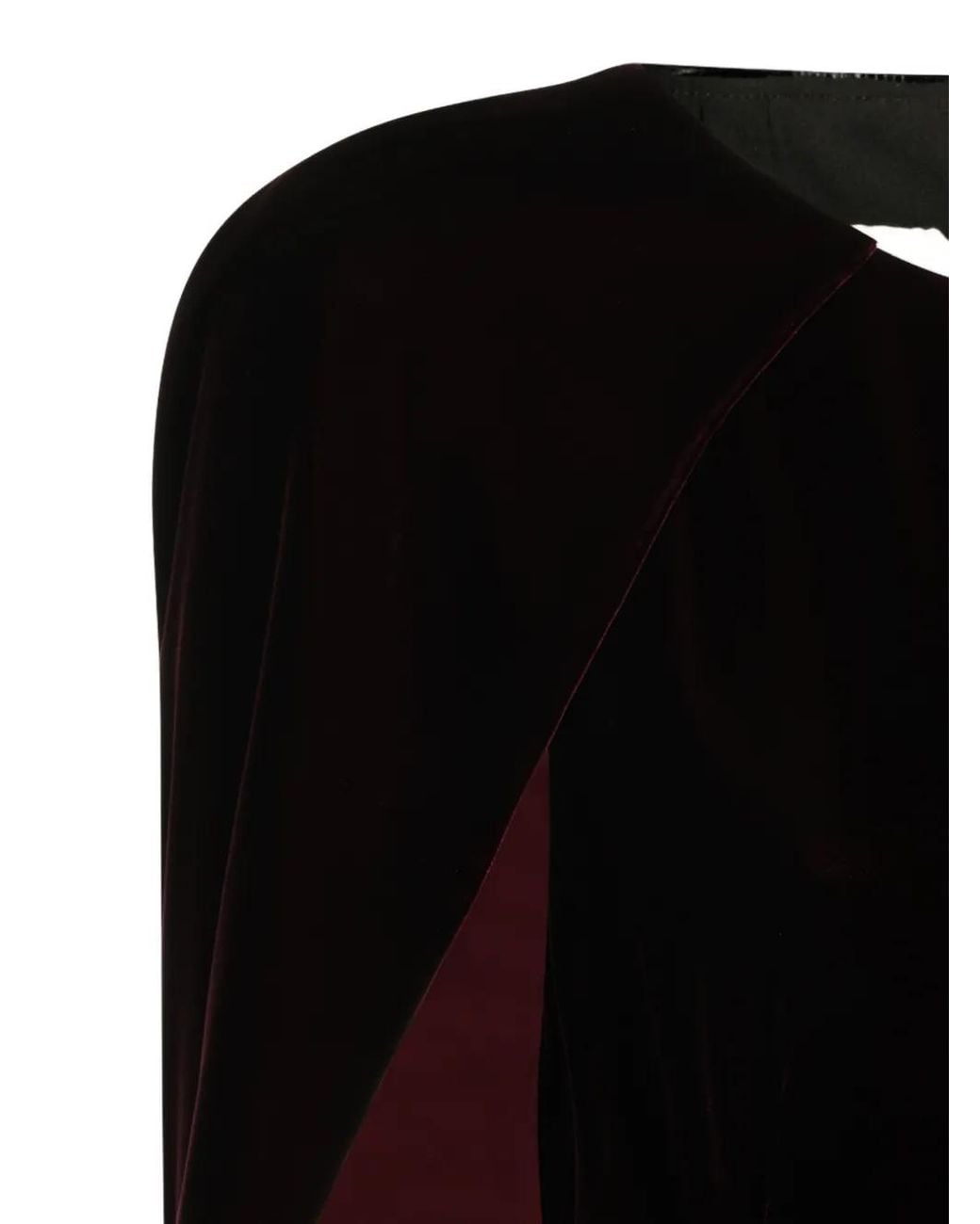 Alberta Ferretti Black Cape-Detail Velvet Gown