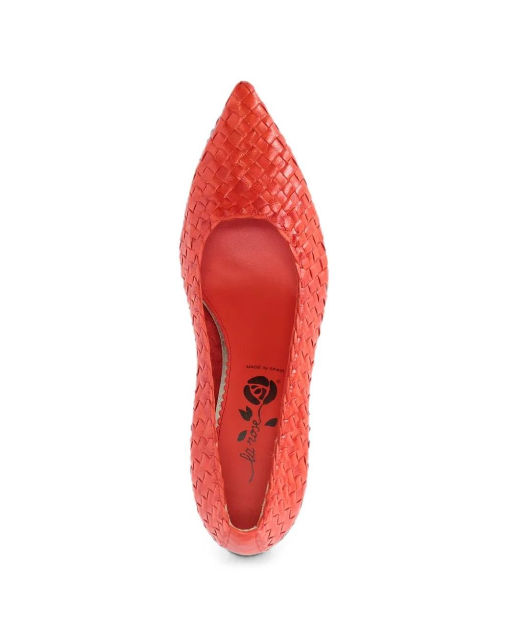 LA ROSE Red Carol Woven Pointed-Toe Pumps