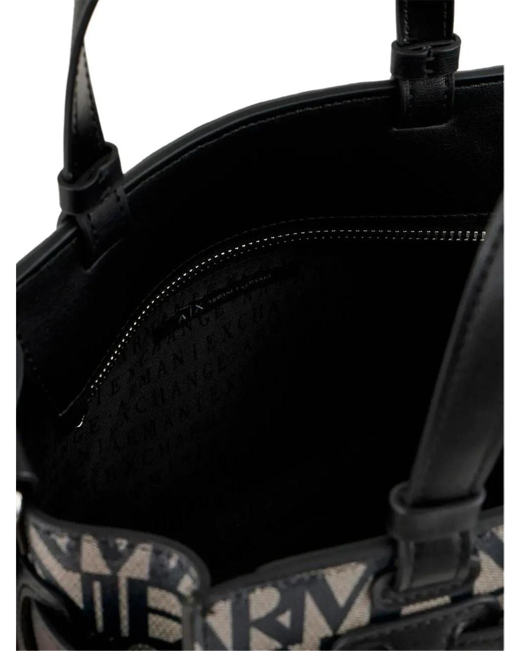 ARMANI EXCHANGE Black Logo-Plaque Tote Bag