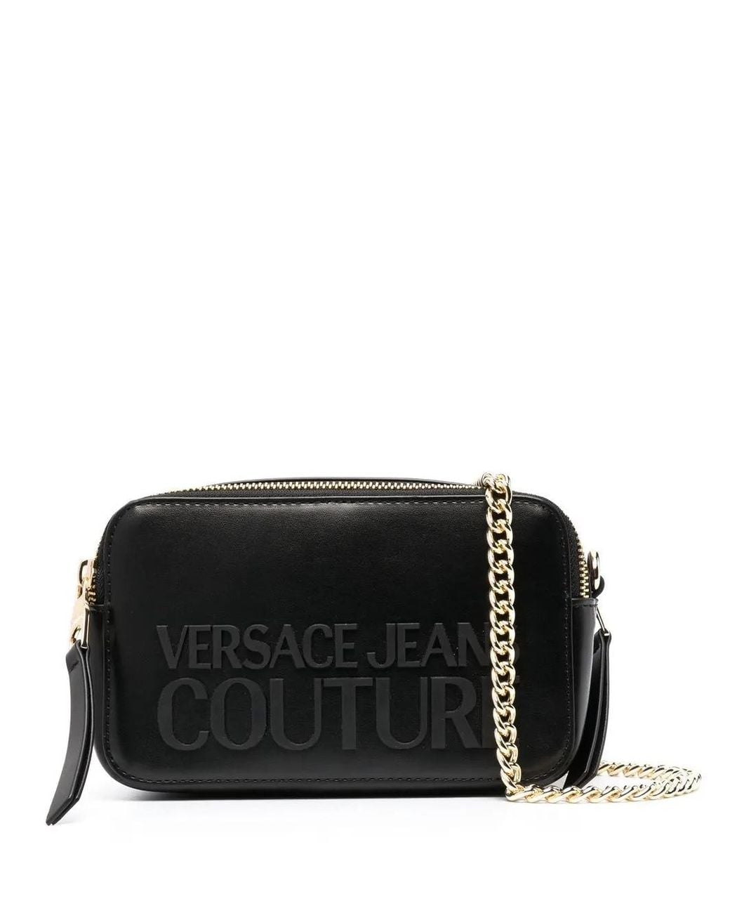Versace Jeans Couture Black Logo-Lettering Crossbody Bag