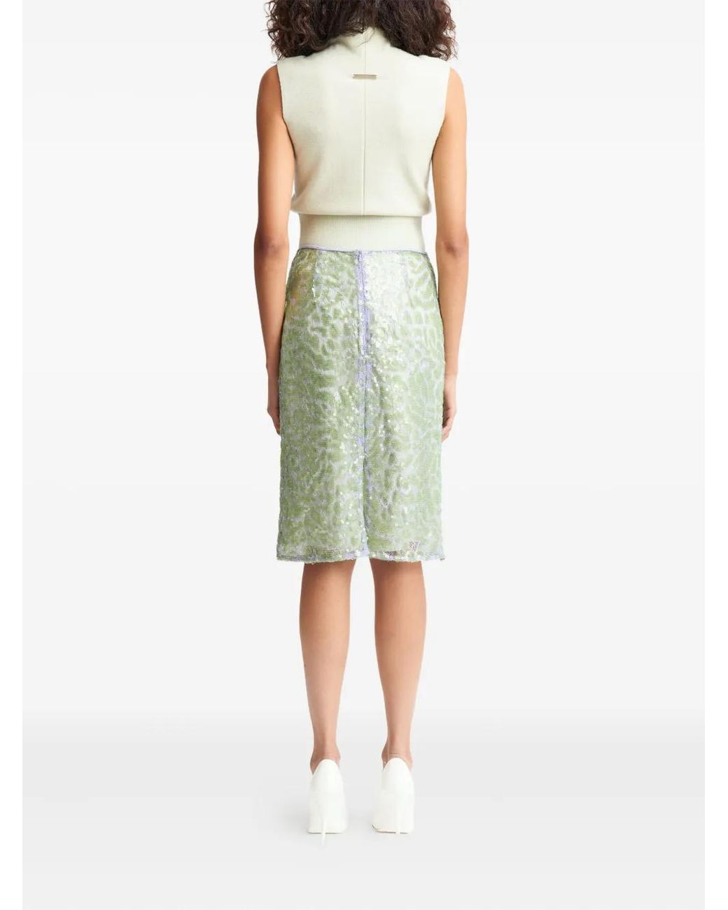 16Arlington Green Elice Lace Sequinned Midi Skirt