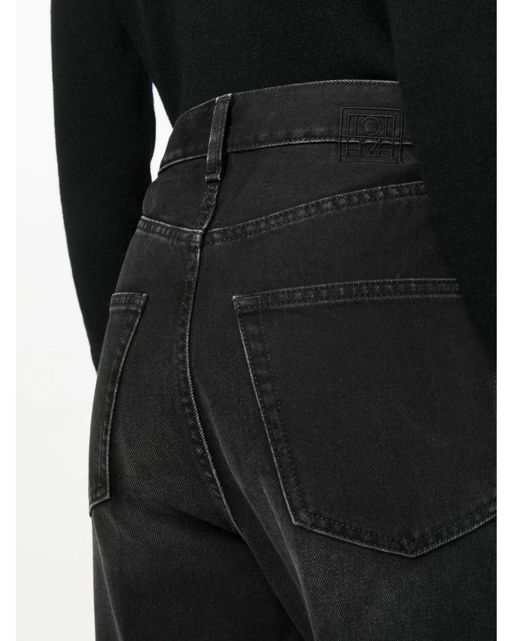 Totême  Black Faded Tapered Organic Cotton Jeans