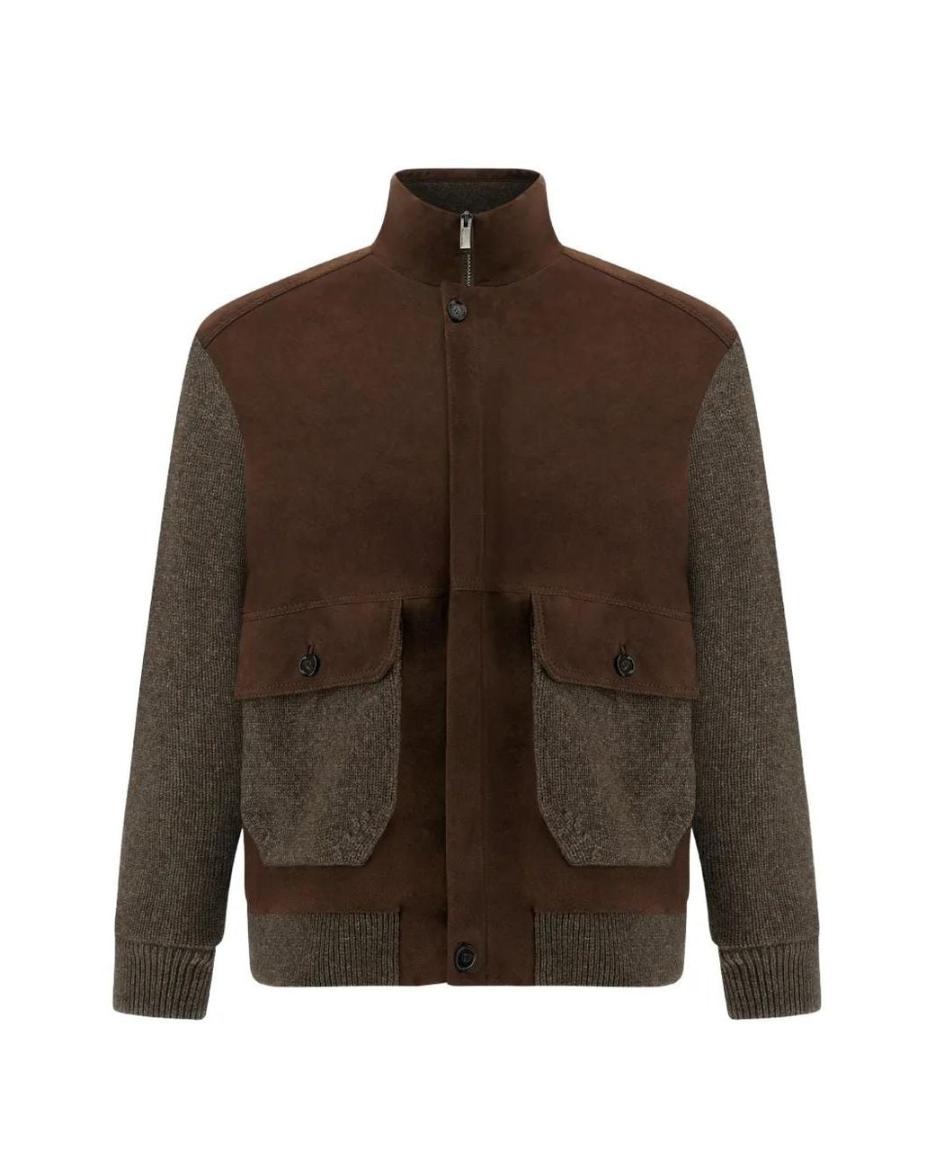 Paul & Shark Brown Panelled Bomber Jacket for men