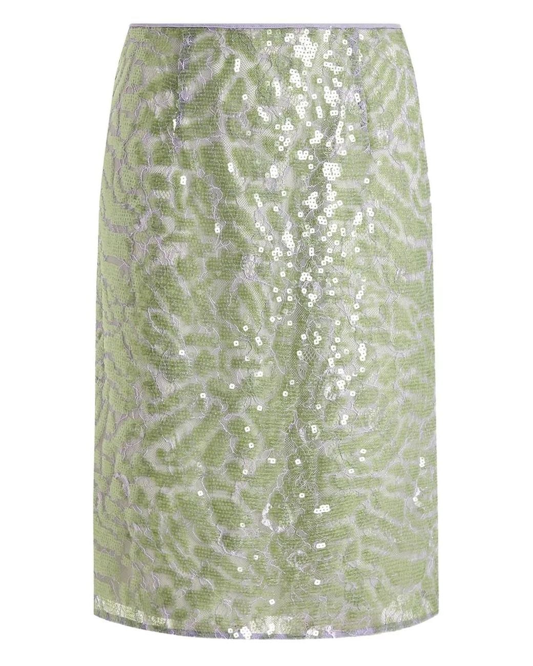 16Arlington Green Elice Lace Sequinned Midi Skirt