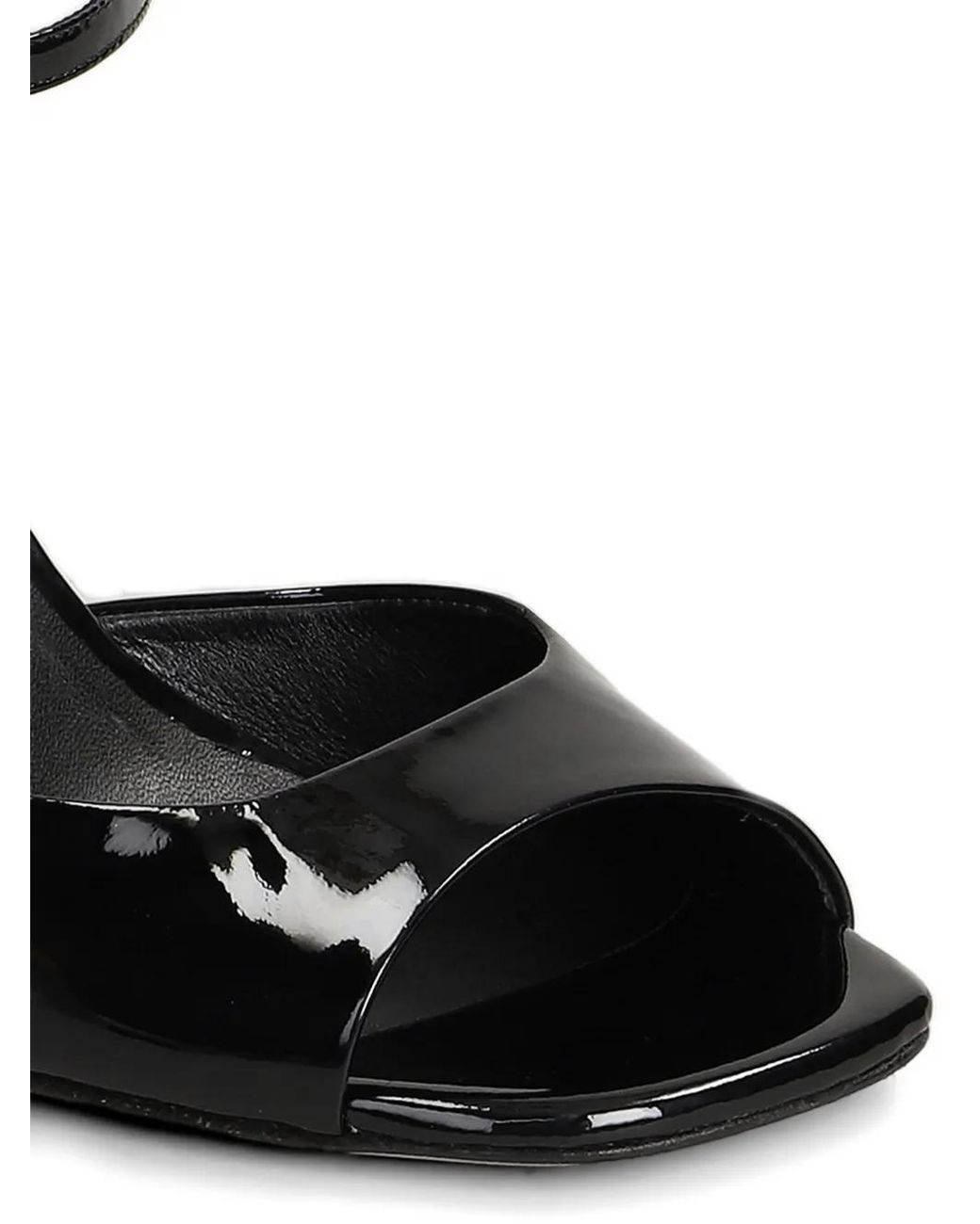 Julie Dee Black Patent-Finish Ankle-Strap Sandals