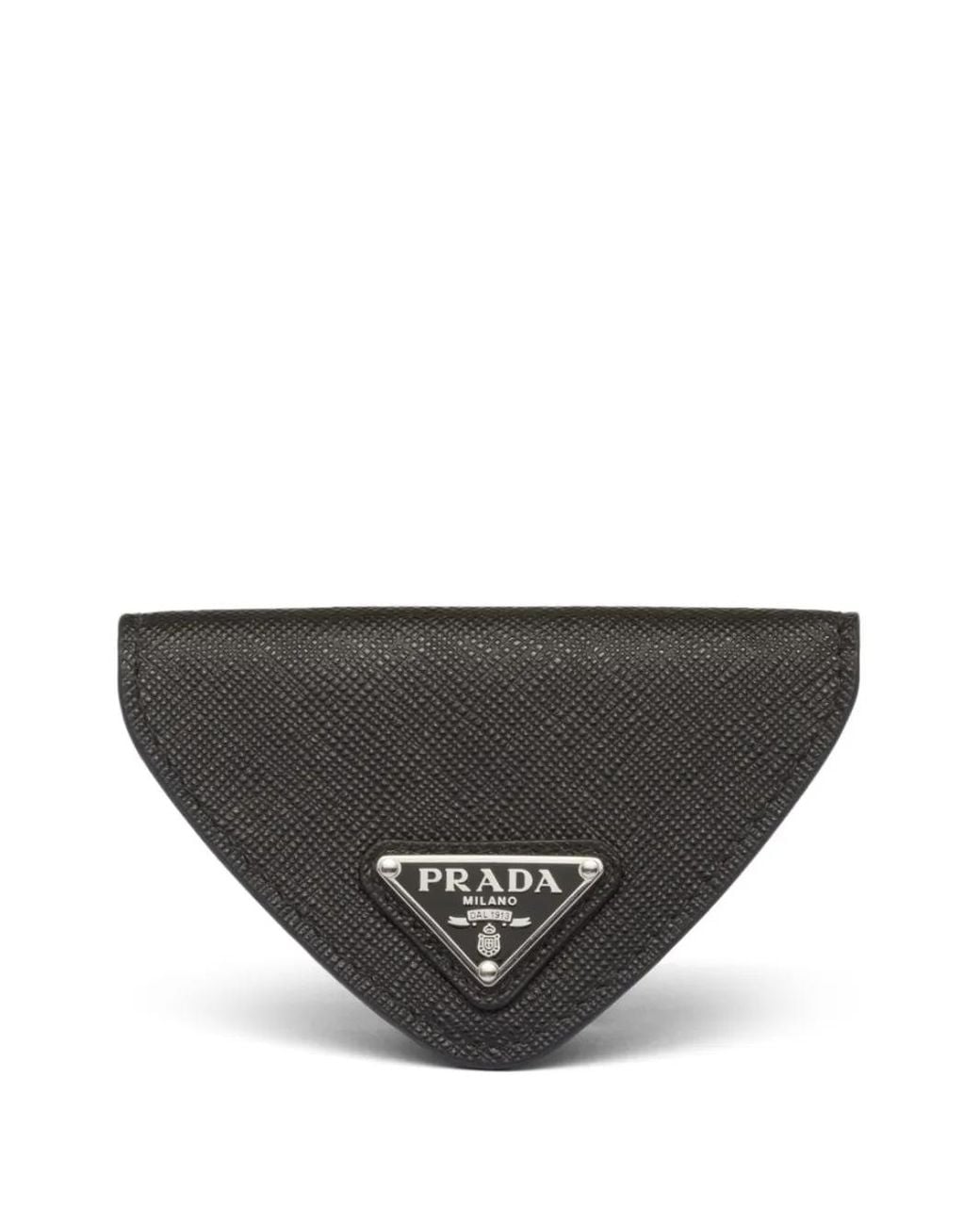 Prada Gray Saffiano Logo-Plaque Coin Wallet for men