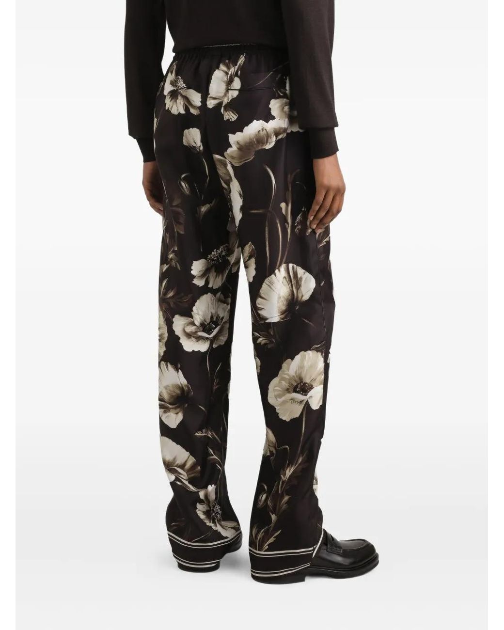 Dolce & Gabbana Multicolor Poppy- Silk Twill Trousers for men