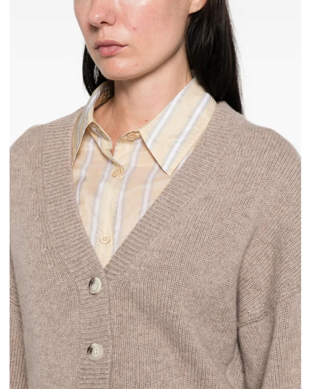 EMERSON RENALDI Natural V-Neck Button-Up Cardigan