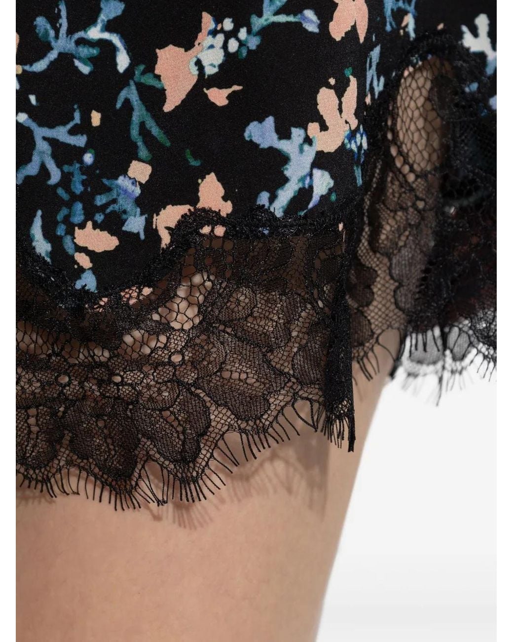 Ulla Johnson Blue Noella Floral-Print Lace-Trim Shorts