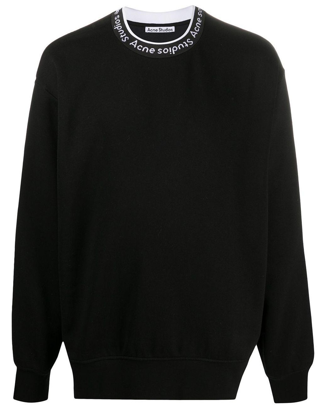 Acne Studios Cotton Logo Neck Sweatshirt in Black for Men - Save 26% - Lyst