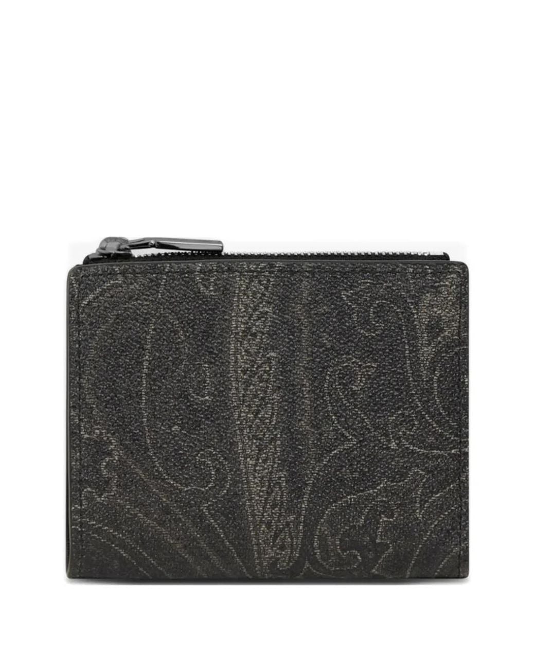 Etro Black Paisley Zip Wallet for men