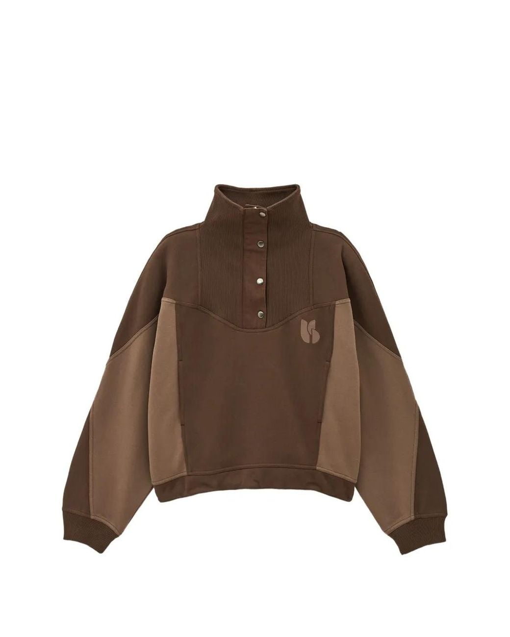 Ba&sh Brown Jessy Colour-Block High-Neck Sweater