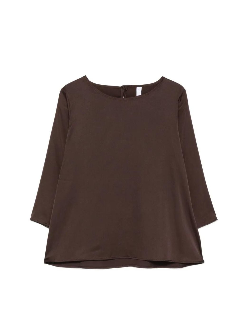 Imperial Brown Satin-Finish Keyhole-Back Blouse