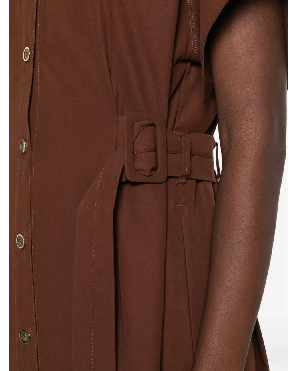 Pinko Midi-Blousejurk Met Knopen En Ceintuur in het Brown