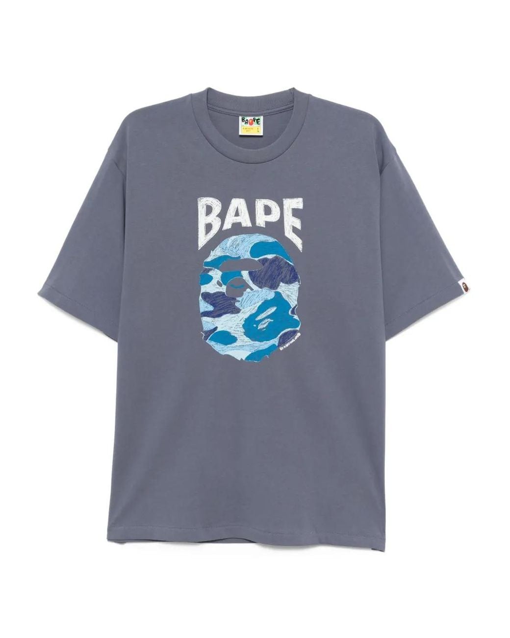 A Bathing Ape Blue Graphic-Print Cotton T-Shirt for men