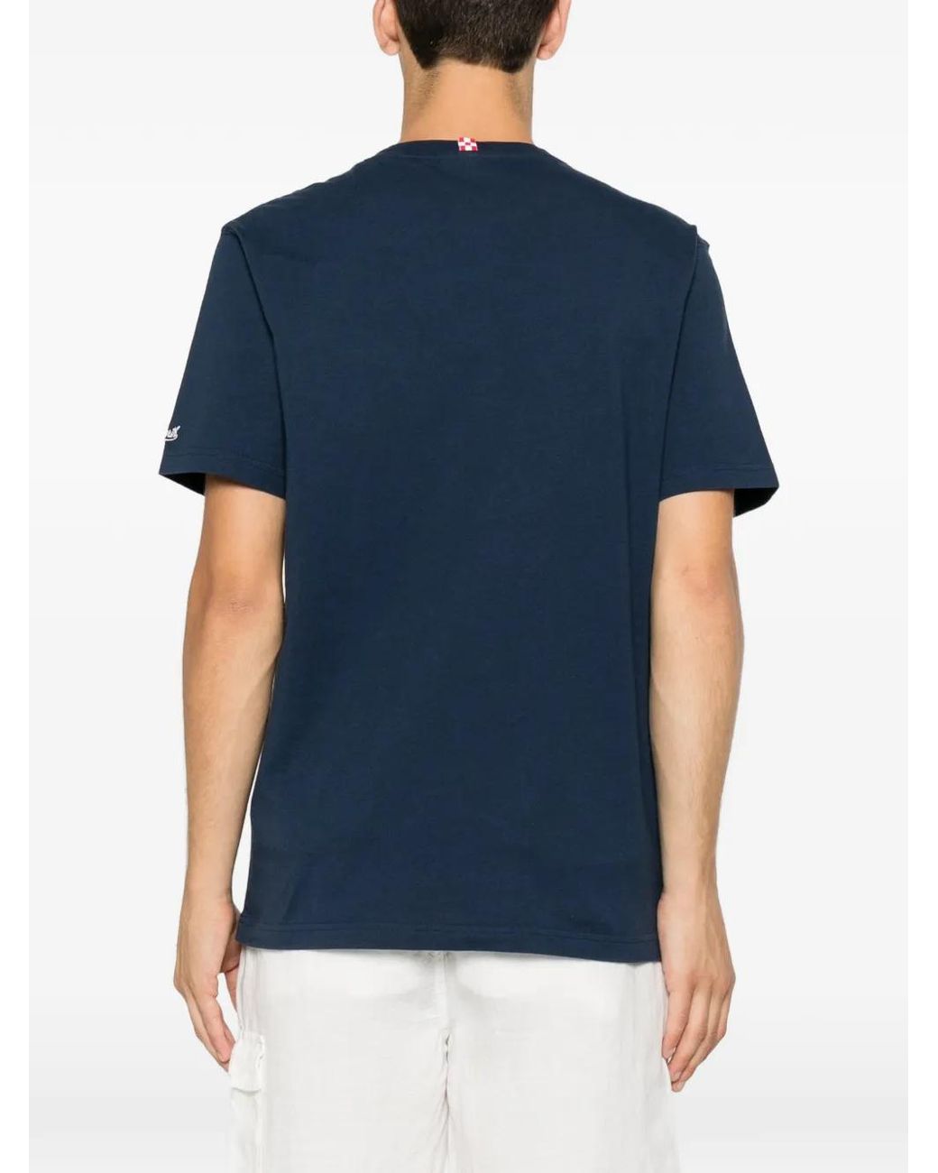 Mc2 Saint Barth Blue Embroidered T-Shirt for men