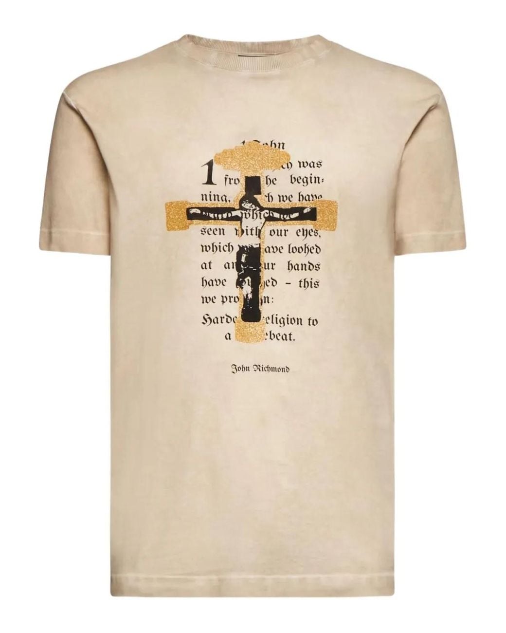 John Richmond Natural Graphic-Print T-Shirt for men