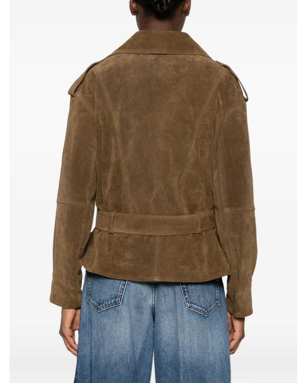 ViCOLO Brown Belted Leather Jacket