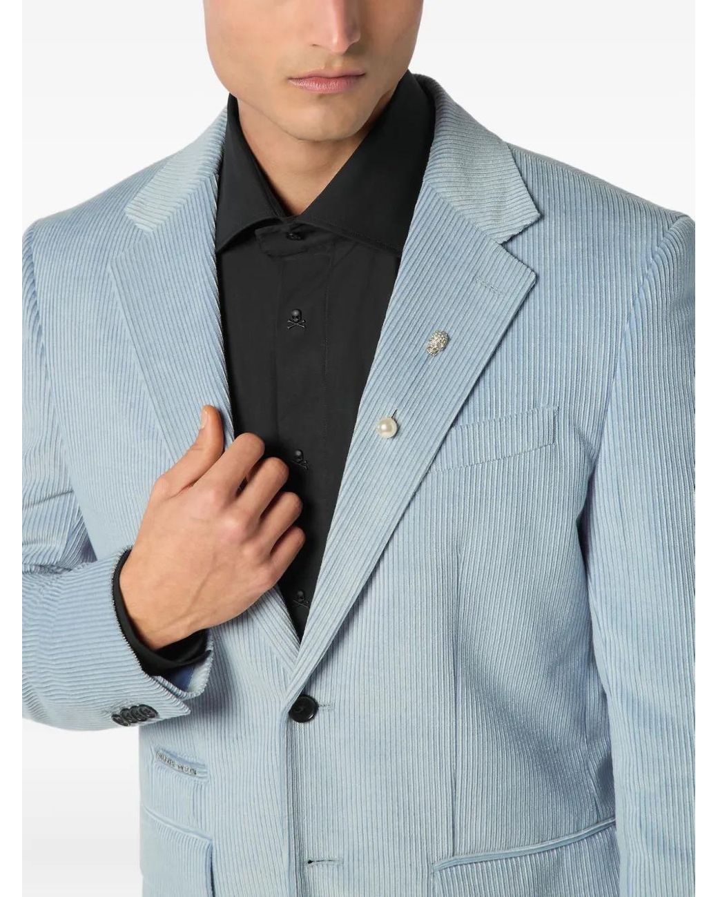 Philipp Plein Blue Single-Breasted Blazer for men