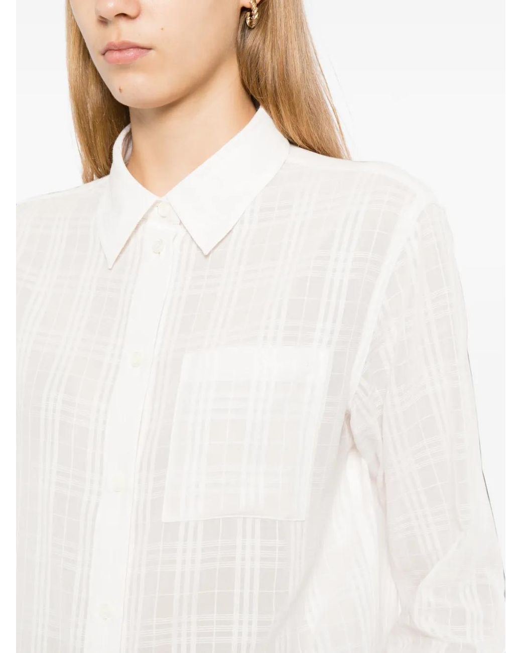 Burberry White Emma Check Cotton Shirt