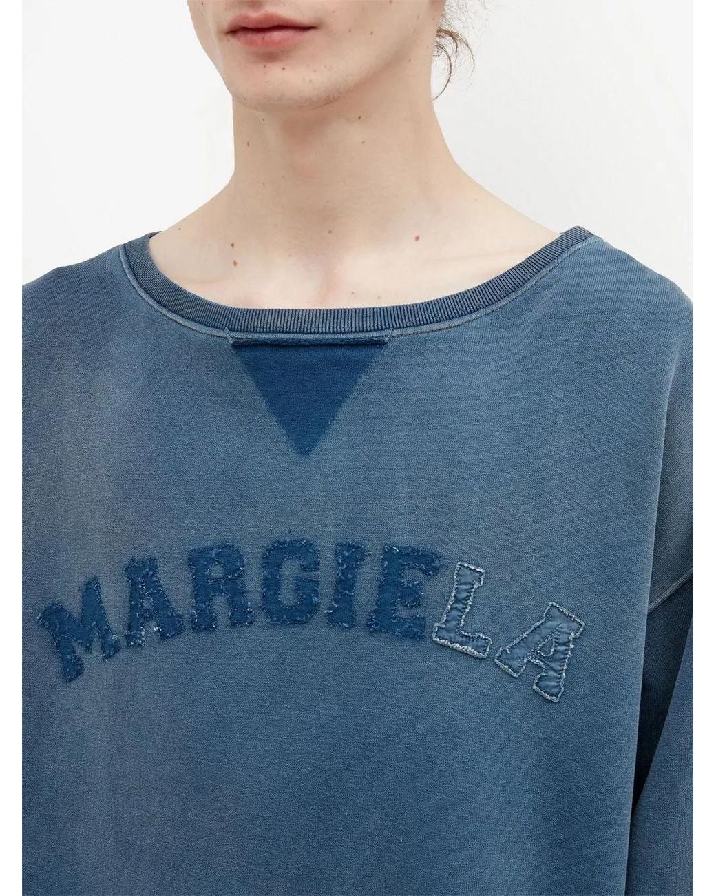 Maison Margiela Blue Logo Cotton Sweatshirt for men