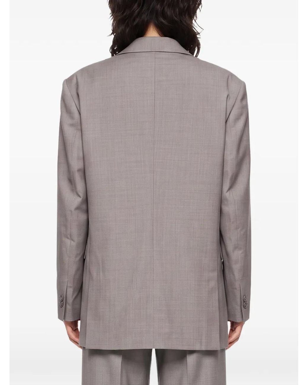 Issey Miyake Gray Honest Ensemble Double-Breasted Peak-Lapel Blazer