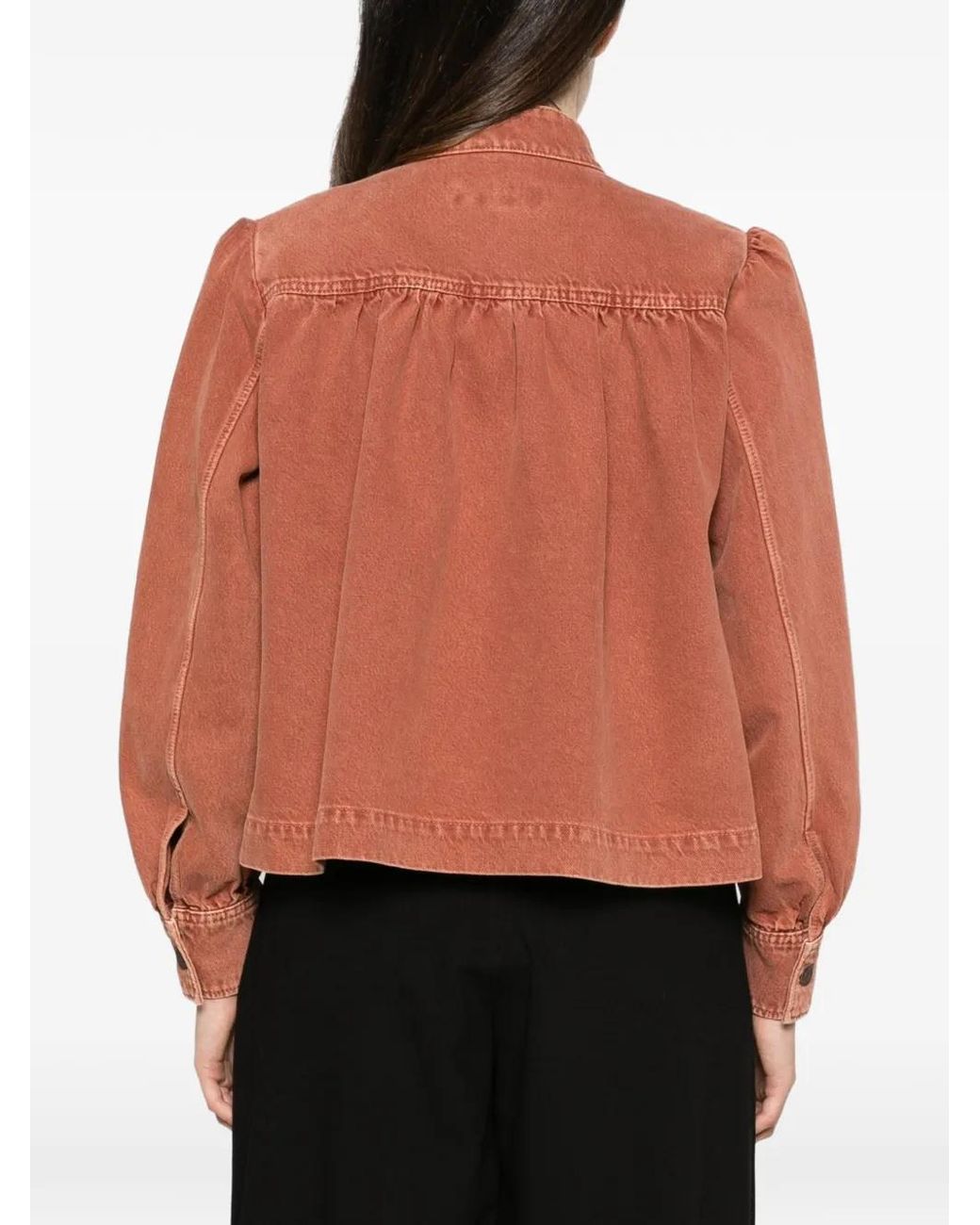 Chloé Brown High-Neck Gathered Jacket