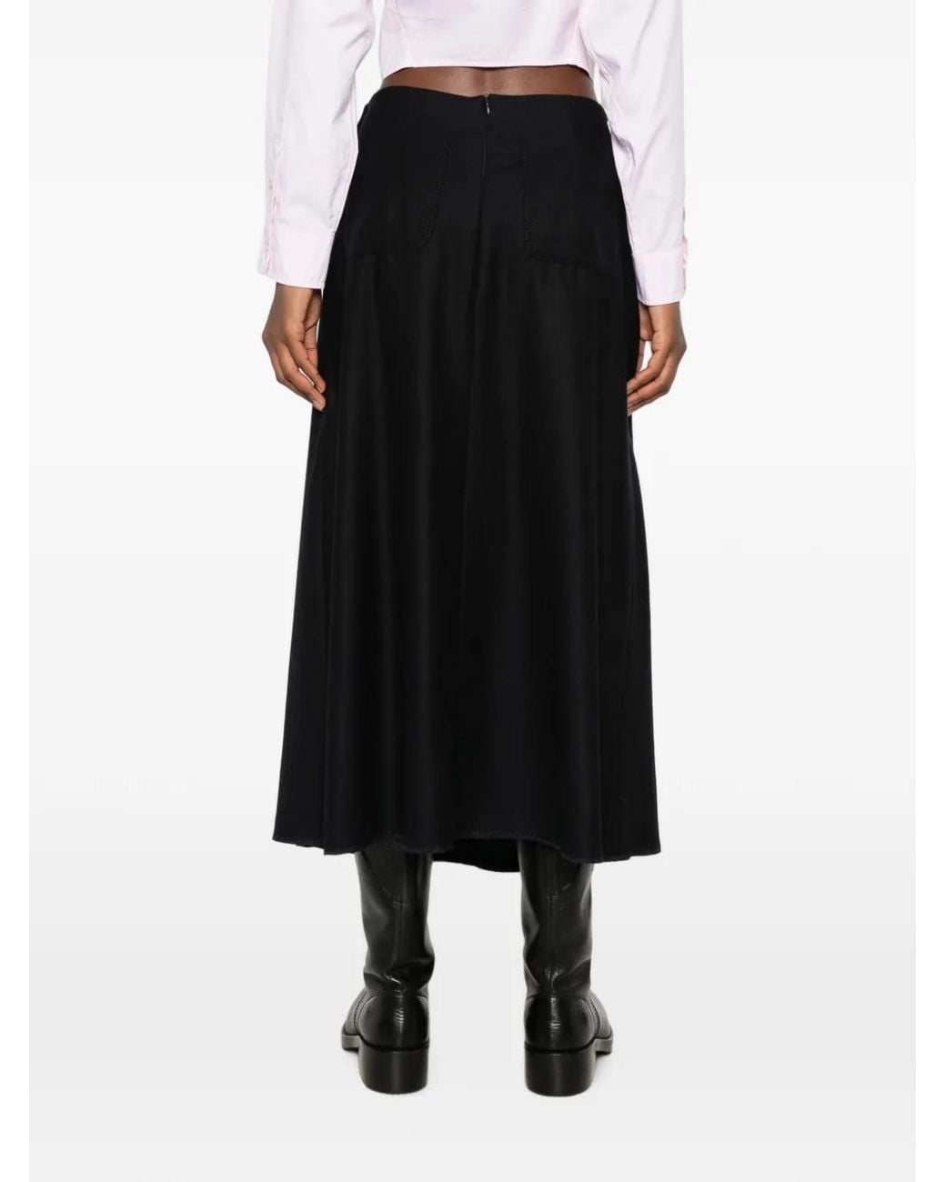 Susanne Bommer Black Zip-Fastening Midi A-Line Skirt