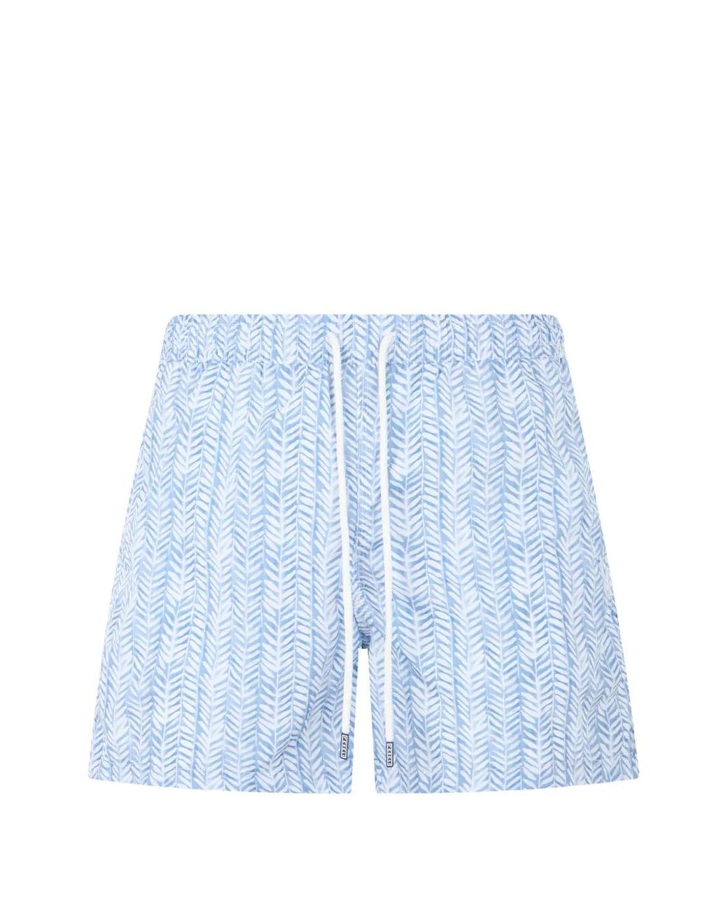Fedeli Blue Patterned Drawstring Swim Shorts for men