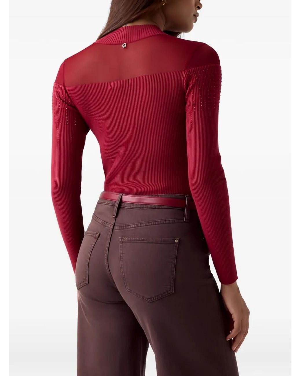 Guess Red Rhinestones Sweater