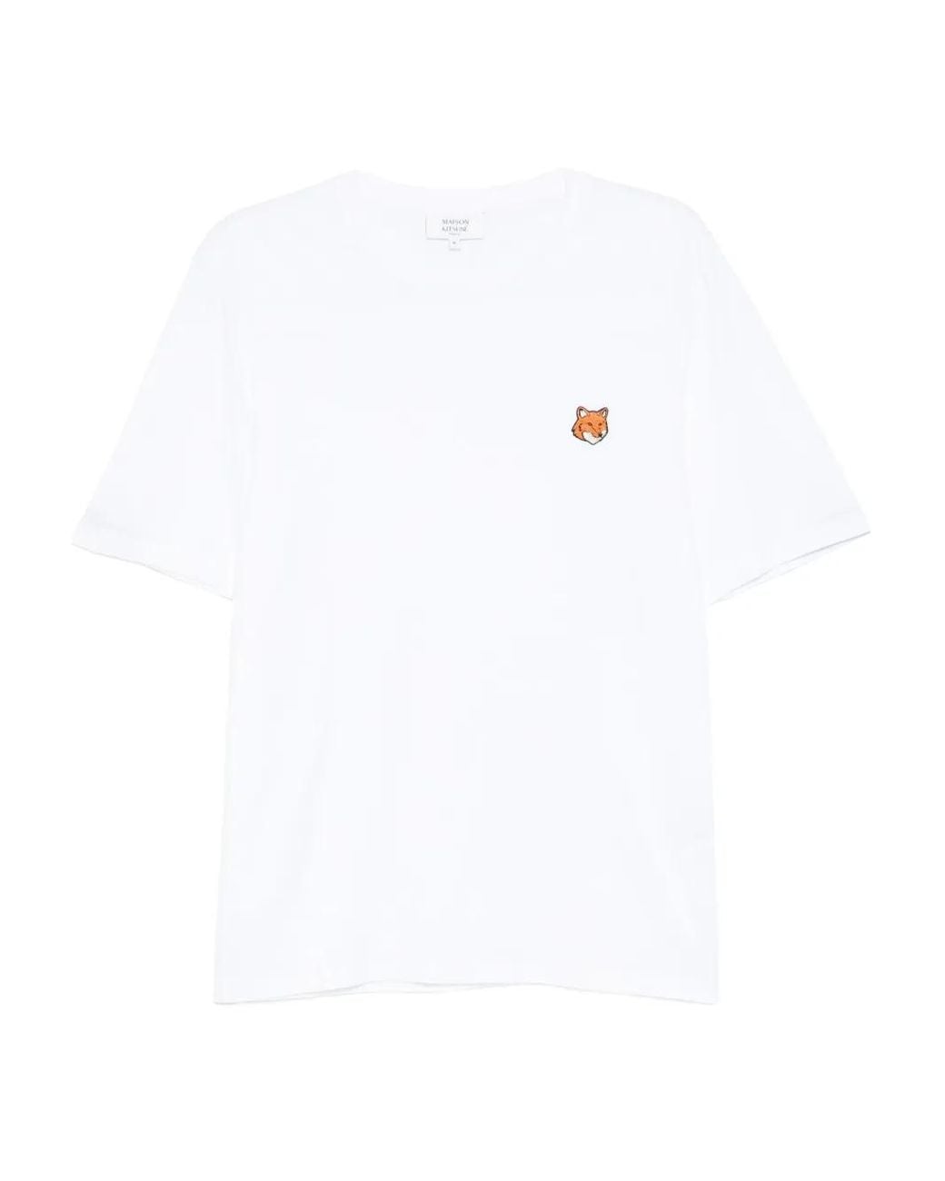Maison Kitsuné White Fox-Head Patch T-Shirt for men