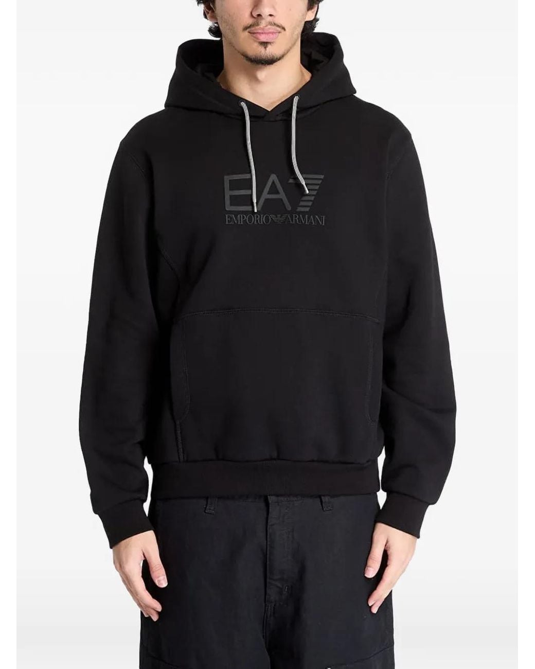 Sudadera Con Capucha Y Logo EA7 de hombre de color Black