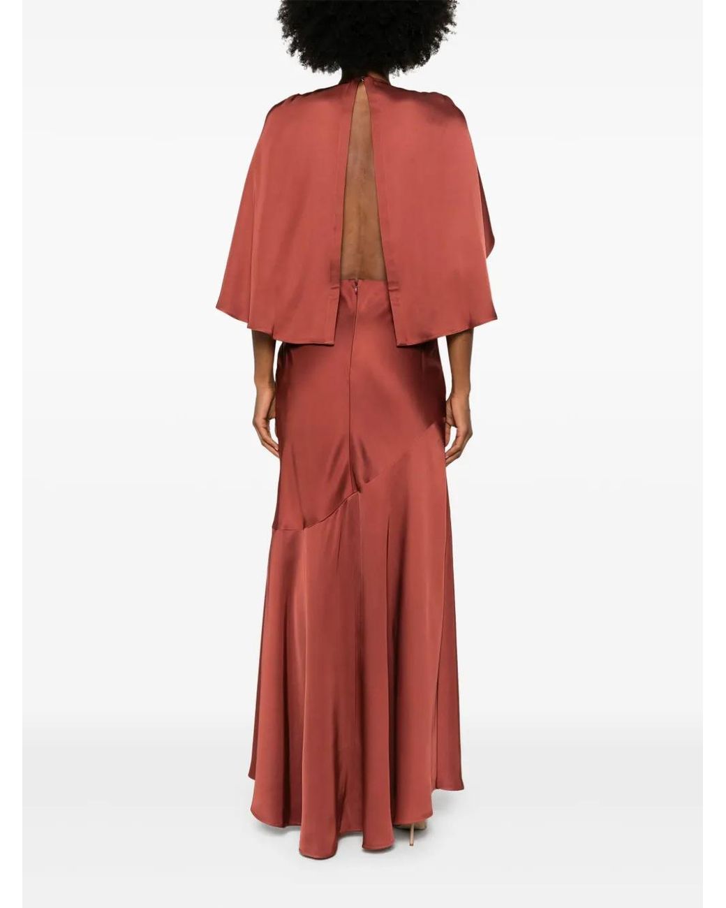 Zimmermann Red Cape-insert Round-neck Maxi Dress