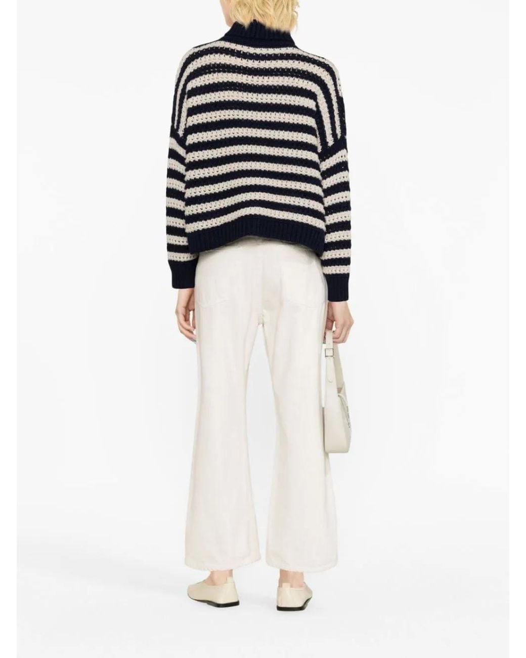 Brunello Cucinelli Black Striped Textured-Knit Sweater