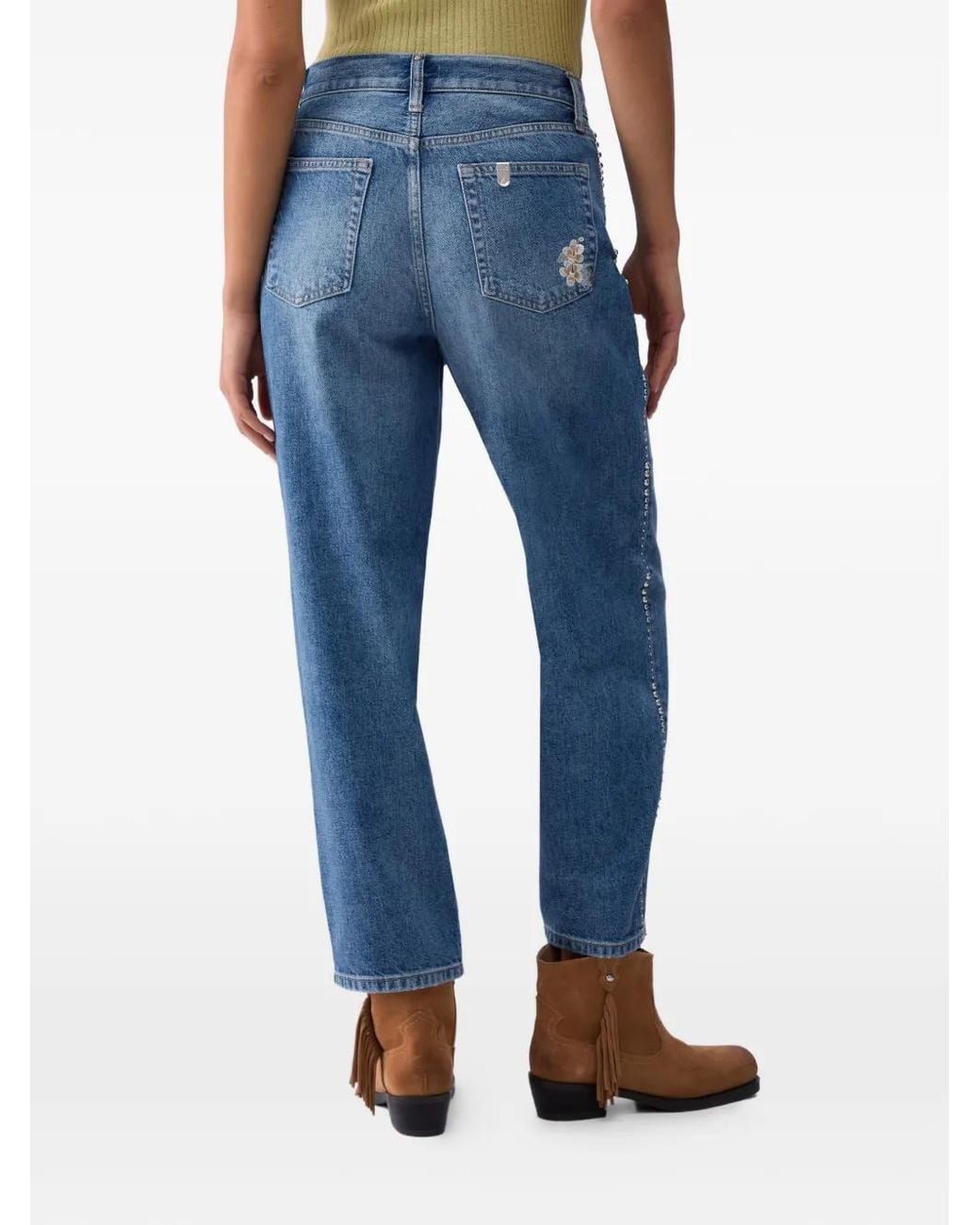 Liu Jo Blue Floral-Embroidery Jeans