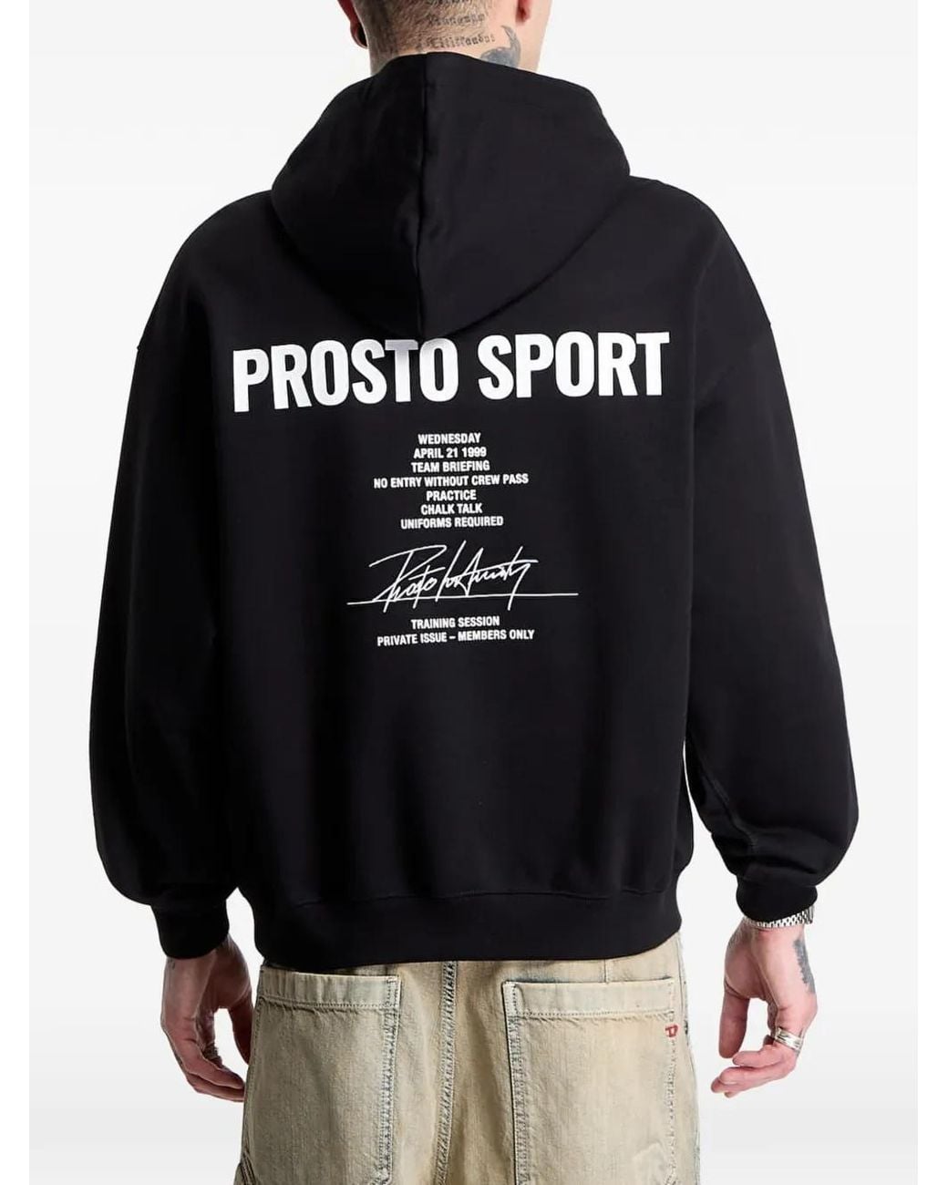 Prosto. Black Club Logo-Print Hoodie for men