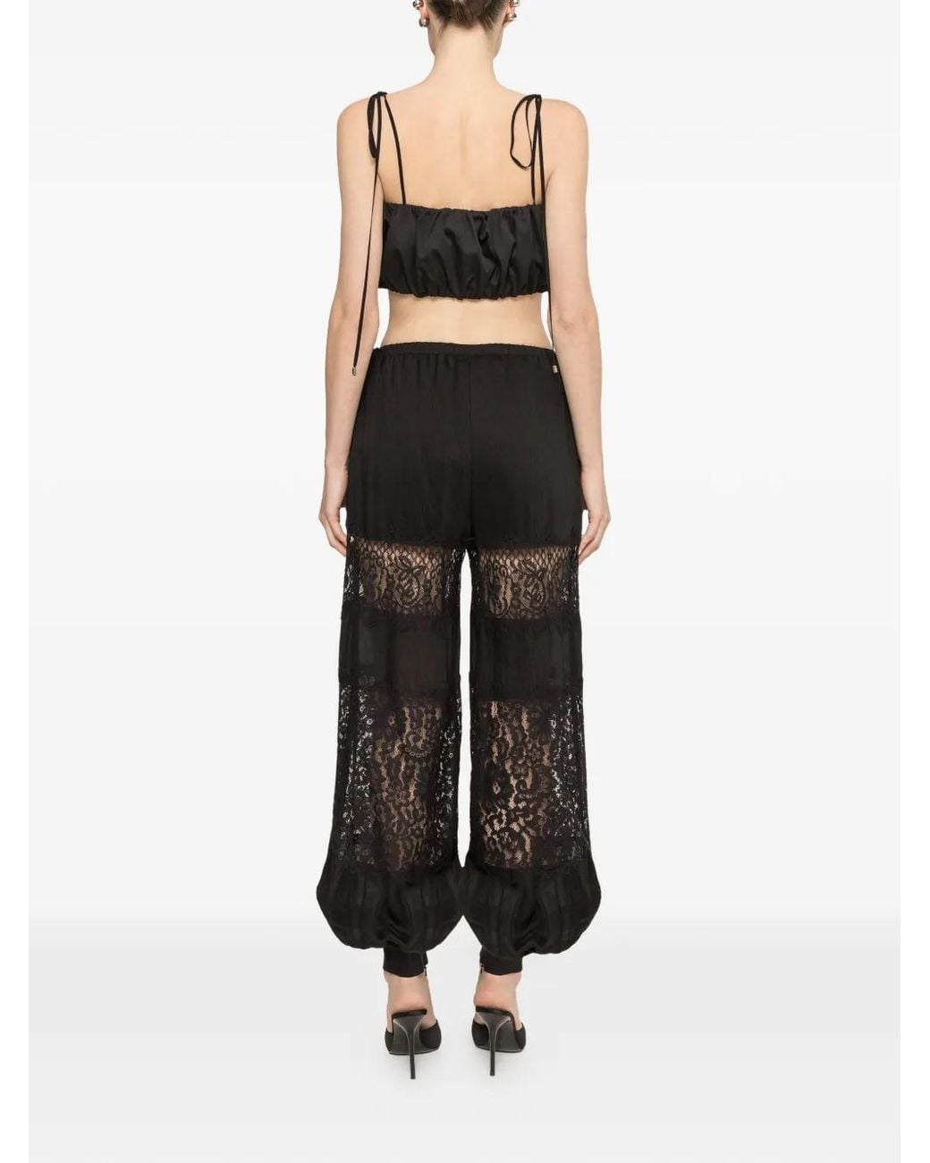 Nissa Black Lace-Insert Crop Top