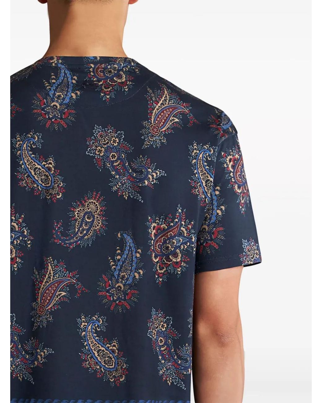 Etro Blue Printed Cotton T-Shirt for men